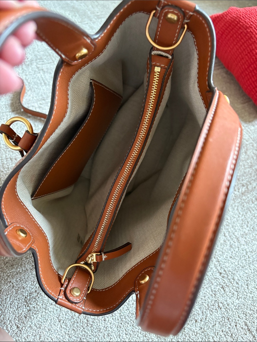 Tory Burch Leather Tote in Saddle - Picture 3 of 16